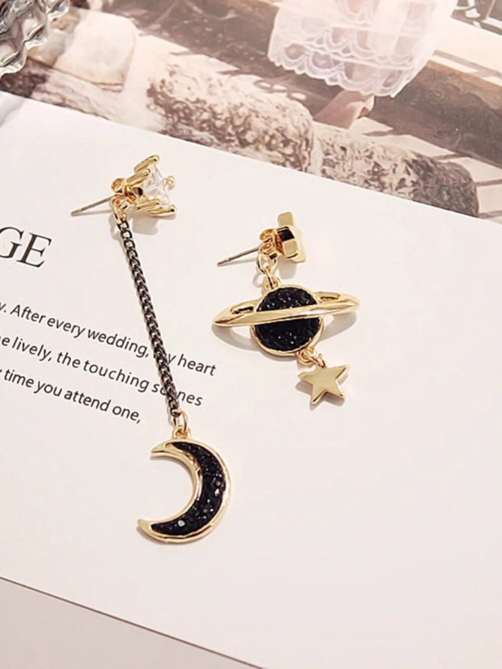 ✨NEW✨ Asymmetrical Drop Moon Stars Dangle Earrings